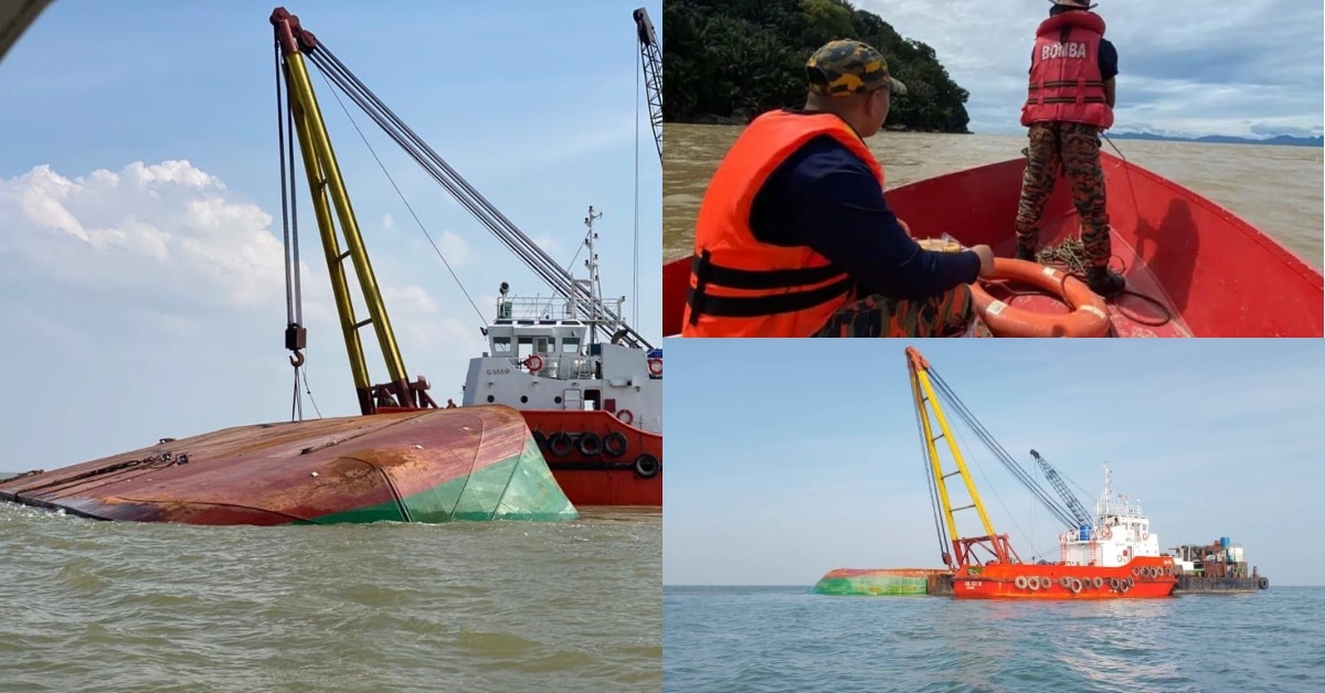 Operasi Apung Kapal Kargo Terbalik Di Sebuyau Sambung Hari Ini