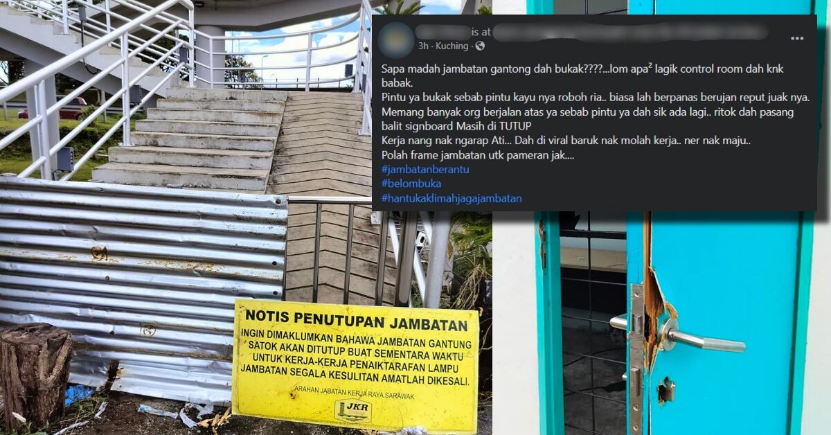 Tular Pembukaan Semula Jambatan Gantung Satok, Individu Ini Dedah Pintu Pagar Diroboh