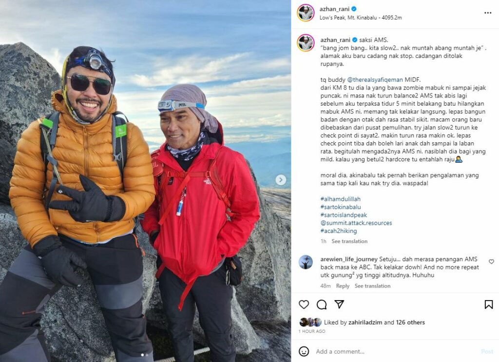 Azhan Rani Diuji Penyakit Akut Gunung, Semasa Tawan Kinabalu