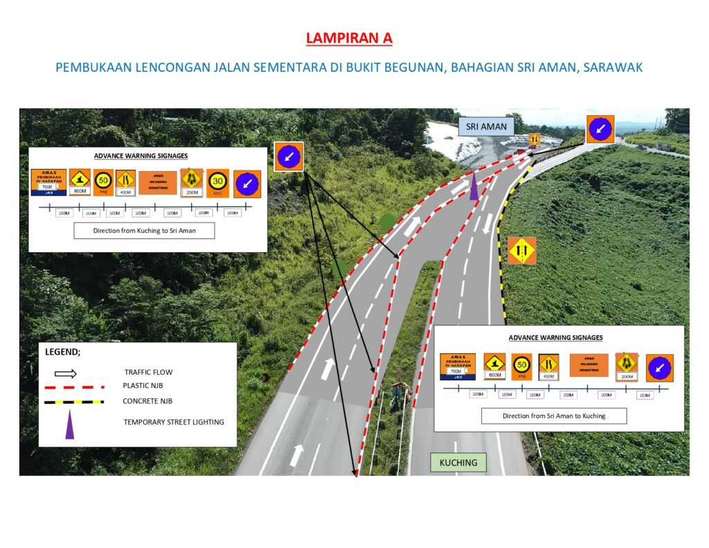 Memudahkan Kerja Jalan Raya, Laluan Sementara Di Bukit Begunan Kini Dibuka