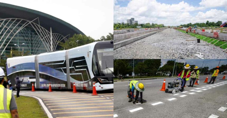 Bakal Siap November Ini, Laluan Percubaan ART Kuching-Samarahan Kini Giat Dijalankan