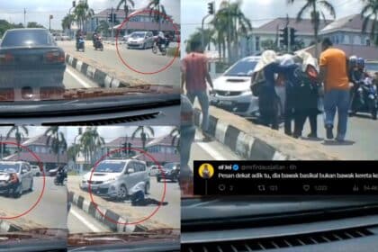 Diseret Alza, Budak Sekolah Naik Basikal Lawan Arus Sempat Dirakam Dashcam Netizen