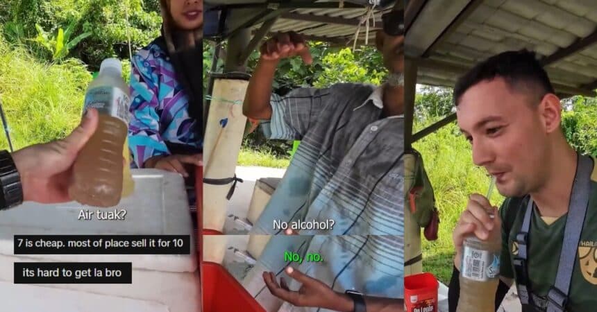 Mat Saleh Cuba Air 'Tuak', Ujar Harganya Mahal Mengundang Reaksi Netizen
