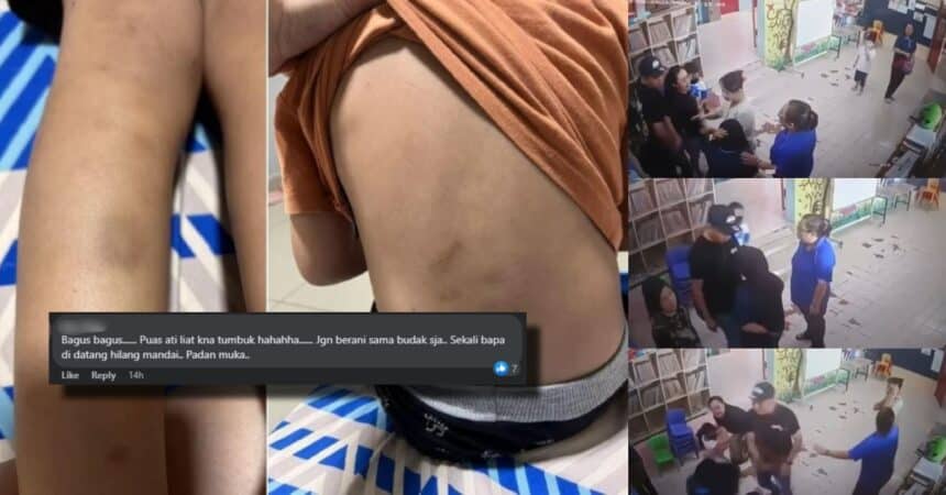 Netizen Puas Hati, Bapa Serang Pengasuh Dera Anaknya Di Sabah Pula Tular