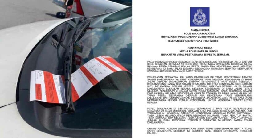 Polis Sangkal Dakwaan Netizen, Hanya Tiga Saman Dikeluarkan Sepanjang Pesta Sematan