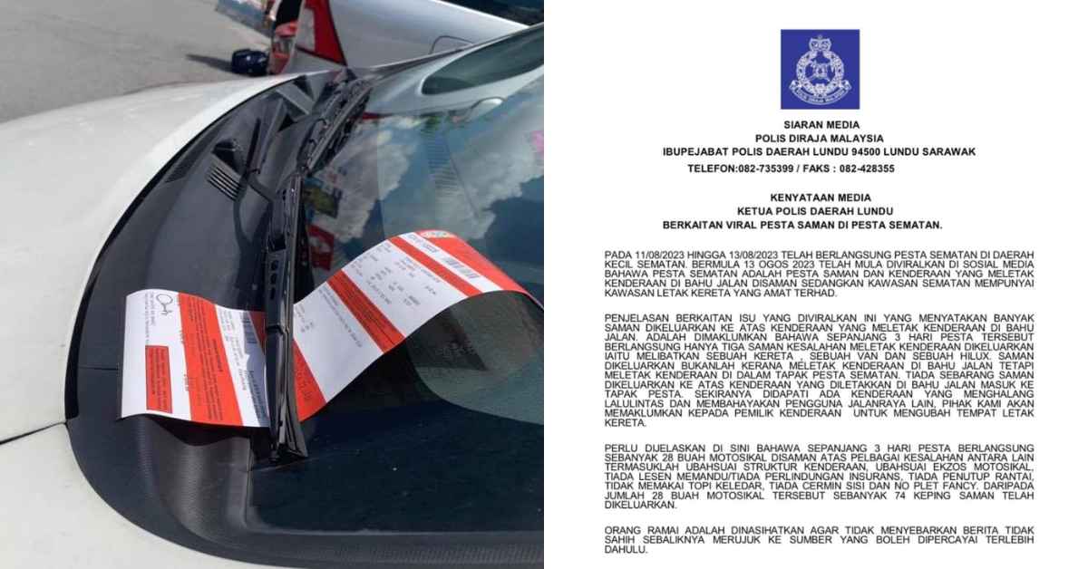 Polis Sangkal Dakwaan Netizen, Hanya Tiga Saman Dikeluarkan Sepanjang Pesta Sematan