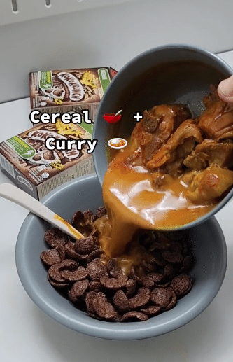 Tular Di TikTok, Lelaki Makan Koko Krunch Bersama Kari Ayam Buat Netizen Pelik