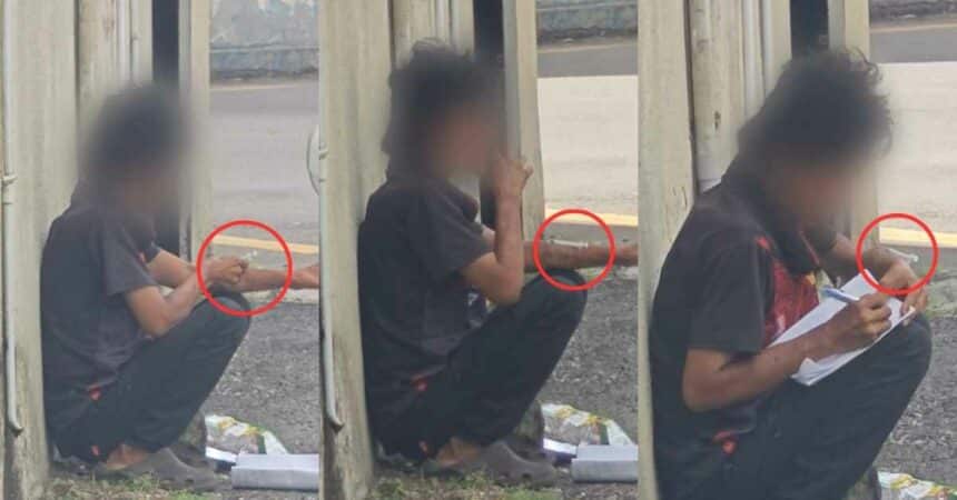 Selamba Suntik 'Jarum' Tepi Jalan, Aksi Penagih Di Bintulu Ini Raih Perhatian Netizen