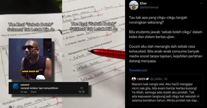 Terpengaruh Meme 'Sebab Boleh Dik', Netizen Panas Hati Lihat Jawapan Mengarut Murid