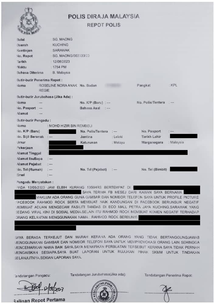 Kecam Tandas Pusat Beli Belah Di Kuching, Rupanya Akaun Palsu Menyamar Jadi Orang Lain
