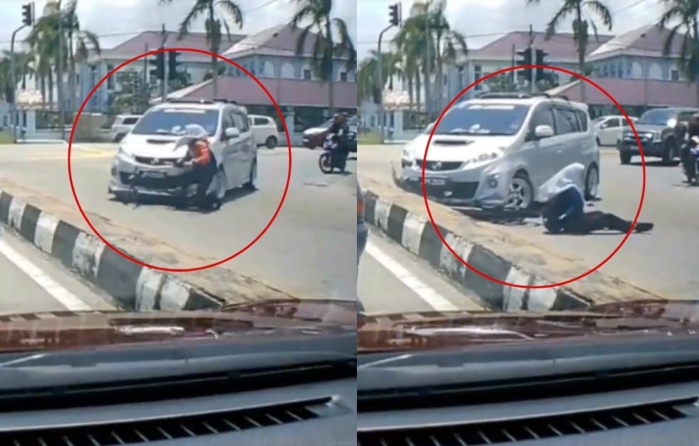 Diseret Alza, Budak Sekolah Naik Basikal Lawan Arus Sempat Dirakam Dashcam Netizen
