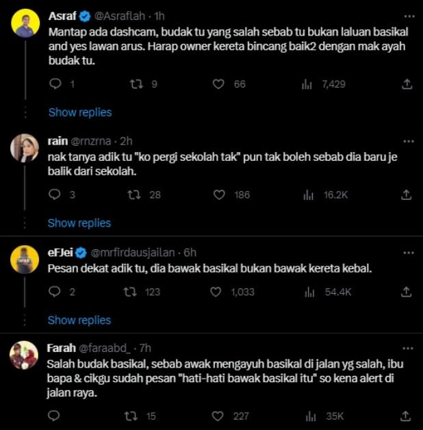 Diseret Alza, Budak Sekolah Naik Basikal Lawan Arus Sempat Dirakam Dashcam Netizen
