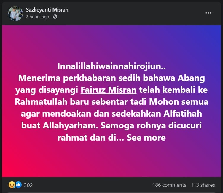 [TERKINI] Penyanyi Sabah Mirip Allayarham Tan Sri P.Ramlee, Fairuz Misran Meninggal Dunia