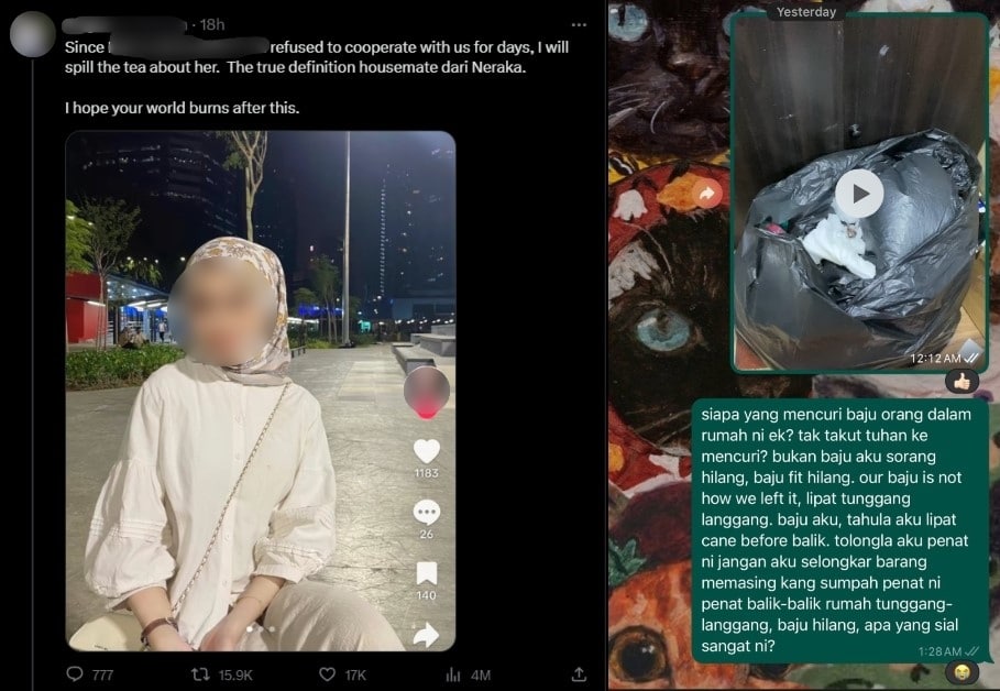 Tampil Bergaya Rupanya Kantoi Pencuri, Individu Ini Dedah Tiktoker Sering Curi Barang Roommate