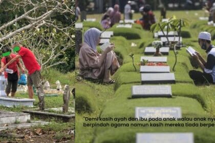 Beza Agama Bukan Penghalang, Netizen Terharu Lihat Pasangan Cina Ziarah Kubur Anak Di Sarawak