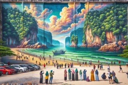 Tular Lukisan Mural Tarikan Pelancong Di Pantai Kala Dana Mukah Dipadam Cat Hijau