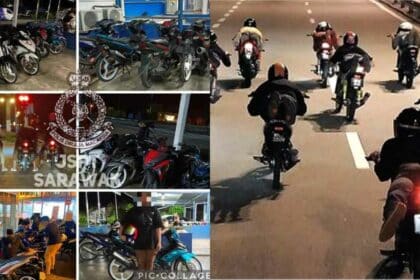 Tunggang Motosikal Sambil Buat Aksi 'Zig Zag', 5 Lelaki Ditahan Polis Di Kuching