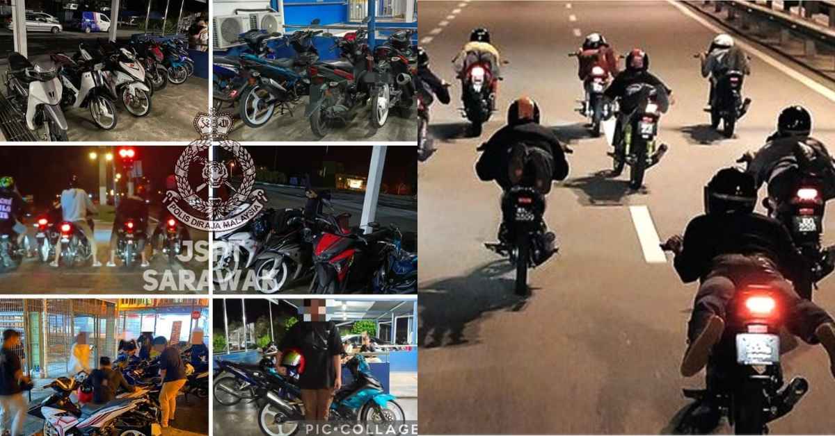 Tunggang Motosikal Sambil Buat Aksi 'Zig Zag', 5 Lelaki Ditahan Polis Di Kuching