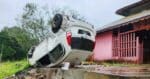 Wanita Berdepan Detik Cemas, Myvi Terbalik Depan Tokong Di Kuching