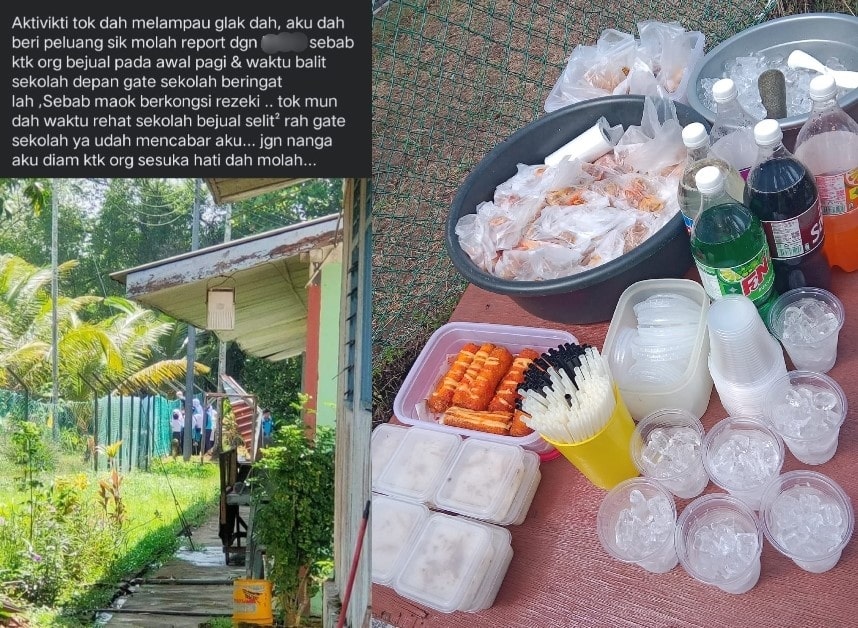 Berang Ditegur Gara-Gara Berniaga Di Pagar Sekolah Di Kuching, Tindakan Wanita Ini Raih Perhatian Netizen