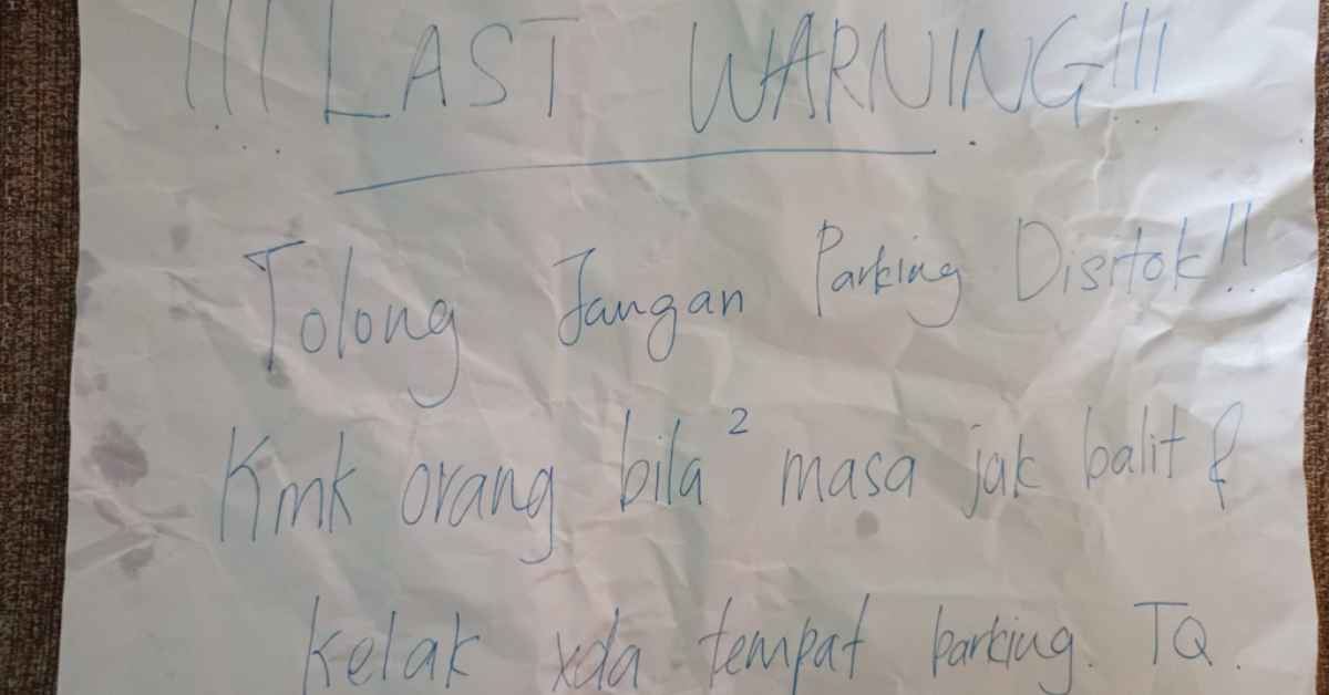 Duduk Flat Selera Kondo, Wanita Terkedu Jiran Beri Warning Gara-Gara Terambil Parking