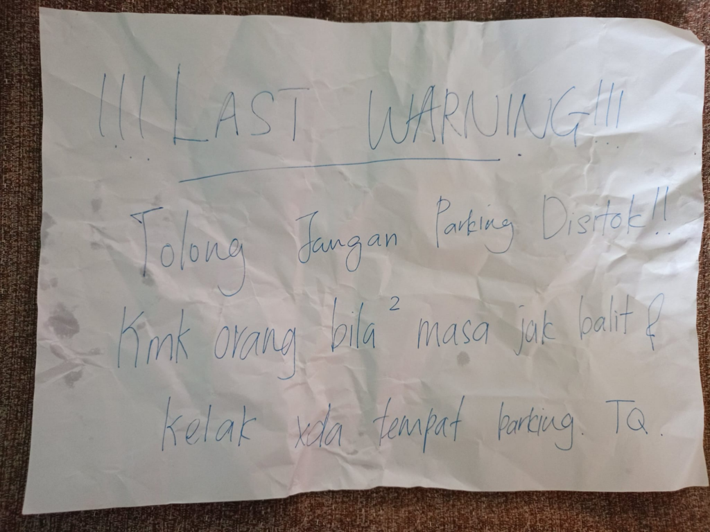 Duduk Flat Selera Kondo, Wanita Terkedu Jiran Beri Warning Gara-Gara Terambil Parking