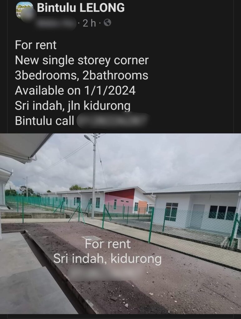 Netizen Terkilan Rumah Mampu Milik Di Bintulu Tiba-Tiba Diiklankan Untuk Sewa