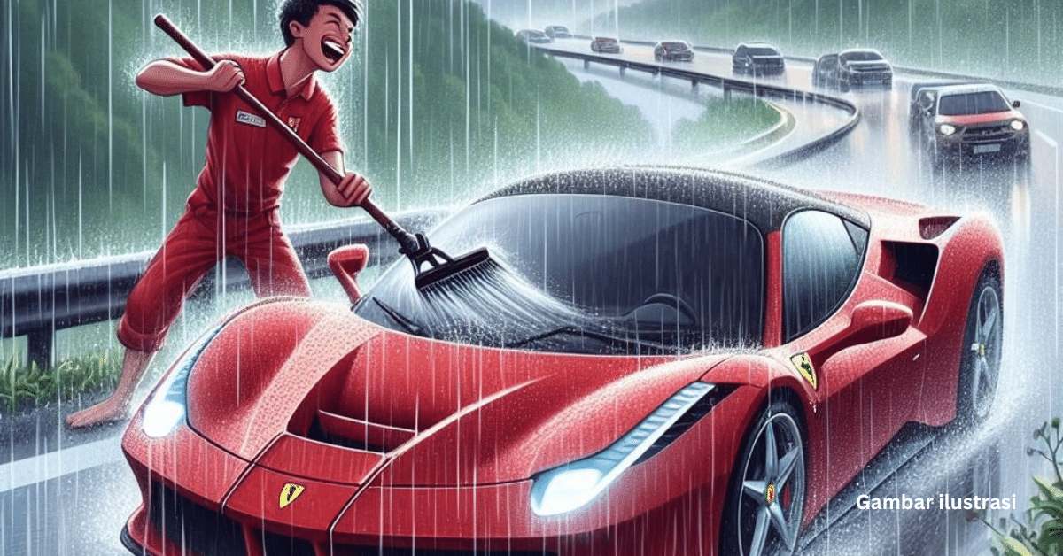 Wiper Tidak Berfungsi, Perakam Supercar Ferrari Di Kundasang Buat