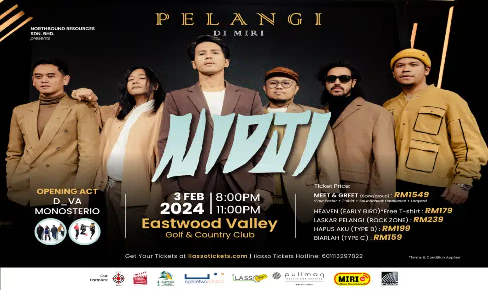 Nidji Bakal Gegarkan Miri Pada Februari 2024, Tiket Sudah Boleh Dibeli