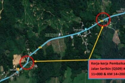 Tanah Runtuh Di Jalan Serikin, Beberapa Laluan Ditutup Separuh Sementara Waktu