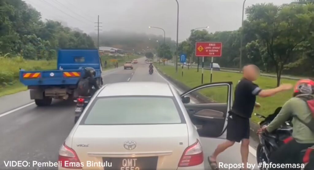 Gara-Gara Tampar Penunggang Motorsikal Di Bintulu, Pihak Polis Kini Cari Pemandu Vios Putih