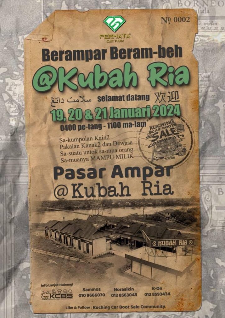 Bertemakan Klasik Tradisional, Meriahkan Jualan Kuching Car Boot Di Kubah Ria Hujung Minggu Ini