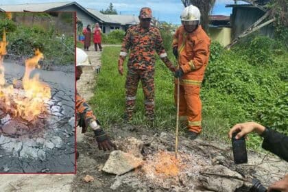 Tanah Tiba-Tiba Keluar Api, Lelaki Ini Dedah Rupanya Ada Gas Metana Di Simunjan