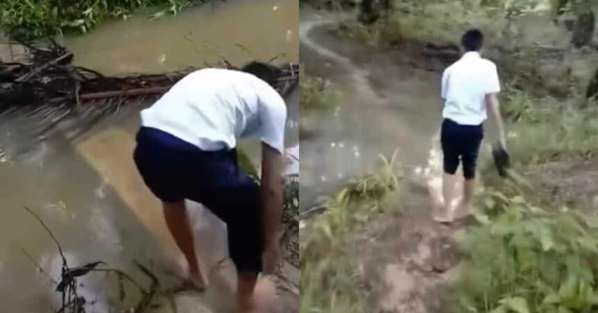 Terpaksa Redah Becak Dan Banjir, Kisah Pelajar Di Pedalaman Sabah Ini Raih Simpati Netizen