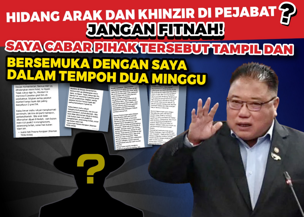 Dituduh Makan Babi Dan Minum Arak Di Pejabat, Tiong Cabar Tunjuk Bukti