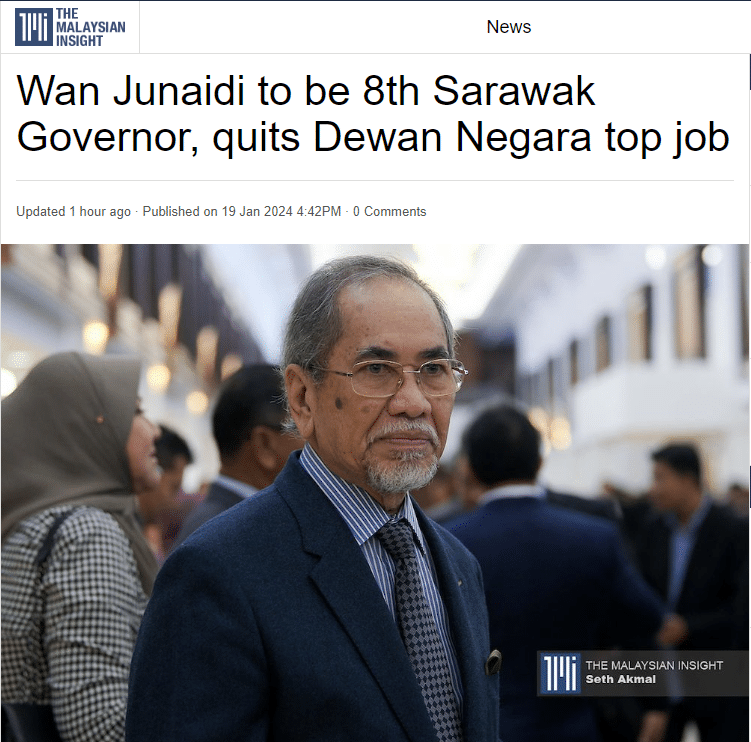 Media Lapor Wan Junaidi Letak Jawatan Presiden Dewan Negara, Mungkin Dilantik Jadi TYT Sarawak