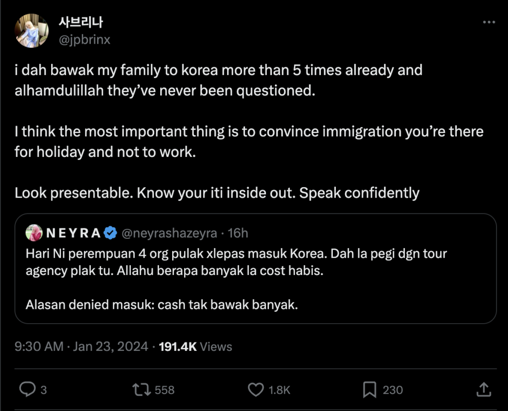 Pelancong Malaysia Makin Kerap Dihalang Masuk Korea, Netizen Beri Tips Penting Untuk Lepas Imigresen