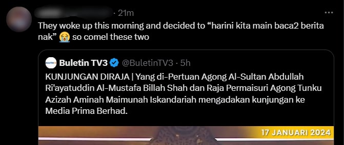 Agong Dan Permaisuri Muncul Di Buletin Utama, Ini Antara Komen Lucu Netizen