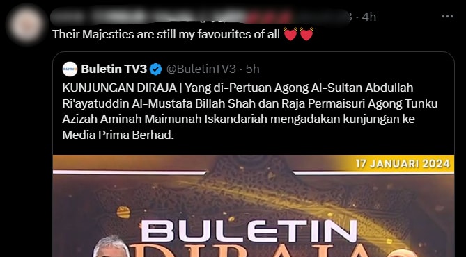 Agong Dan Permaisuri Muncul Di Buletin Utama, Ini Antara Komen Lucu Netizen