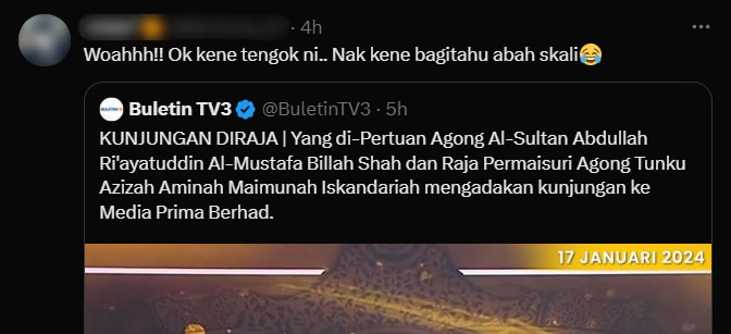Agong Dan Permaisuri Muncul Di Buletin Utama, Ini Antara Komen Lucu Netizen