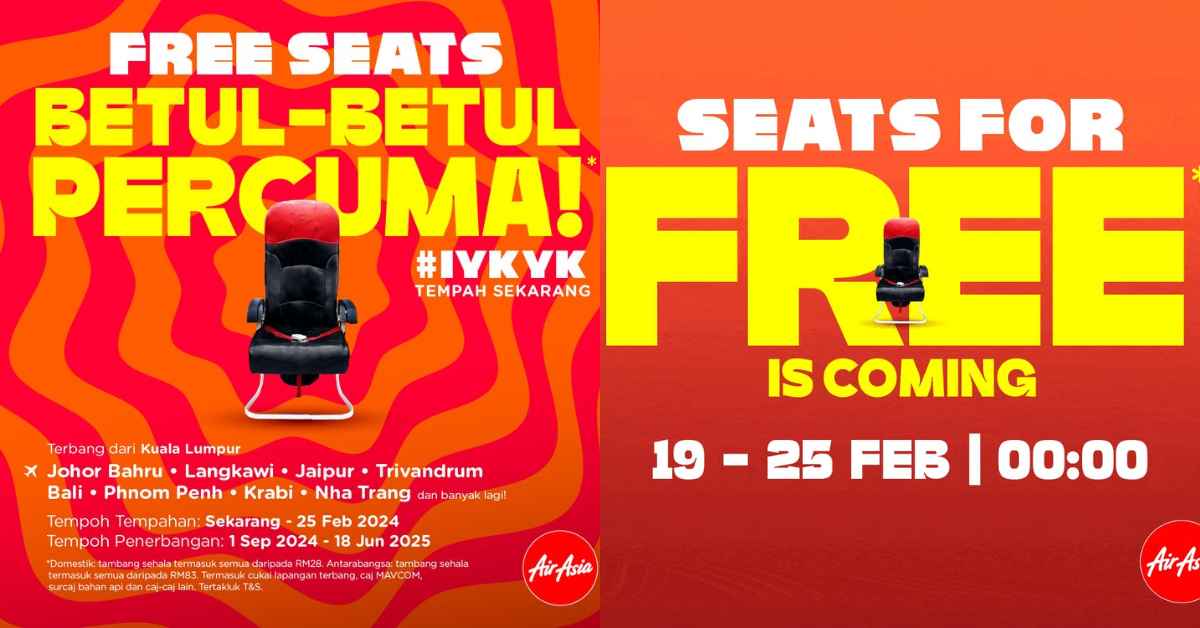 Harga Serendah RM28, AirAsia Tawar Promosi Tempat Duduk Percuma Bermula Hari Ini