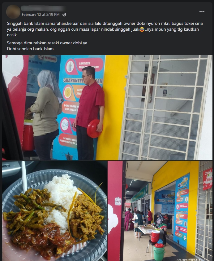 Pemilik Dobi Samarahan Tular, Murah Hati Beri Makanan Percuma Kepada Orang Ramai