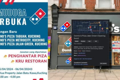 Muat Naik Iklan Pekerja, 3 Cawangan Dominos Pertama Di Sarawak Bakal Dibuka Di Kuching