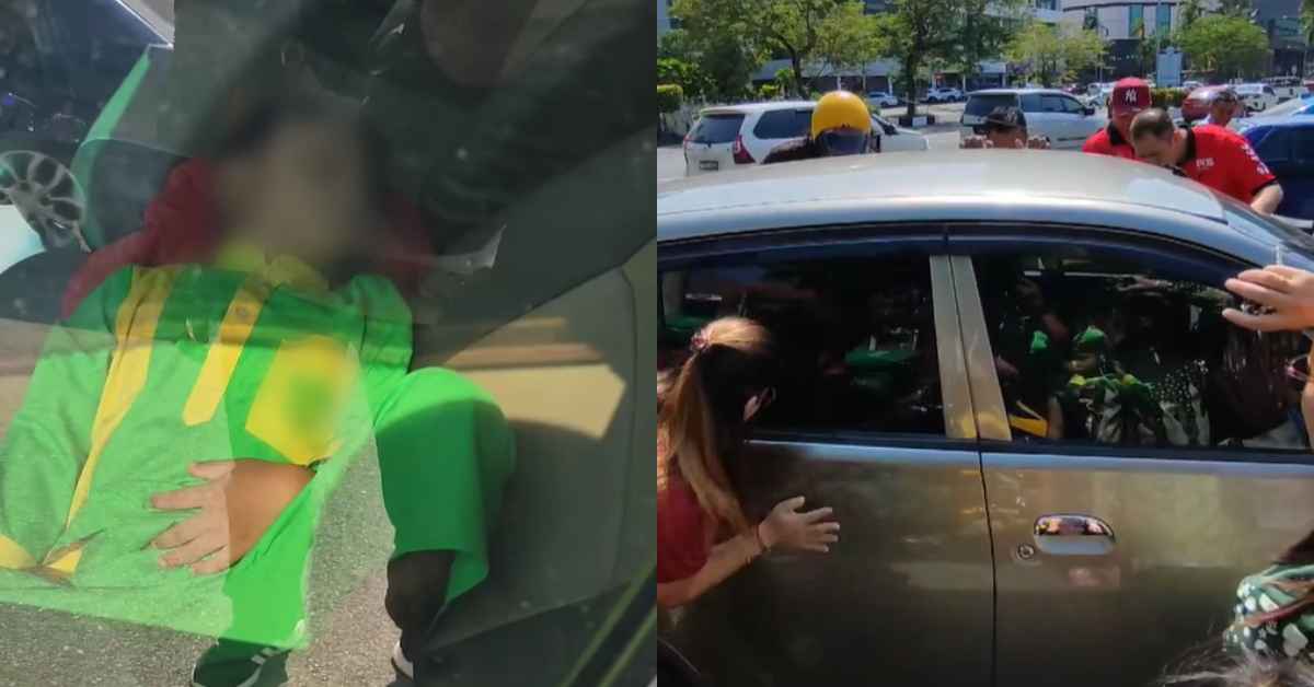 Orang Awam Cemas Bantu Dua Kanak-Kanak Ditinggalkan Dalam Kereta Di Miri