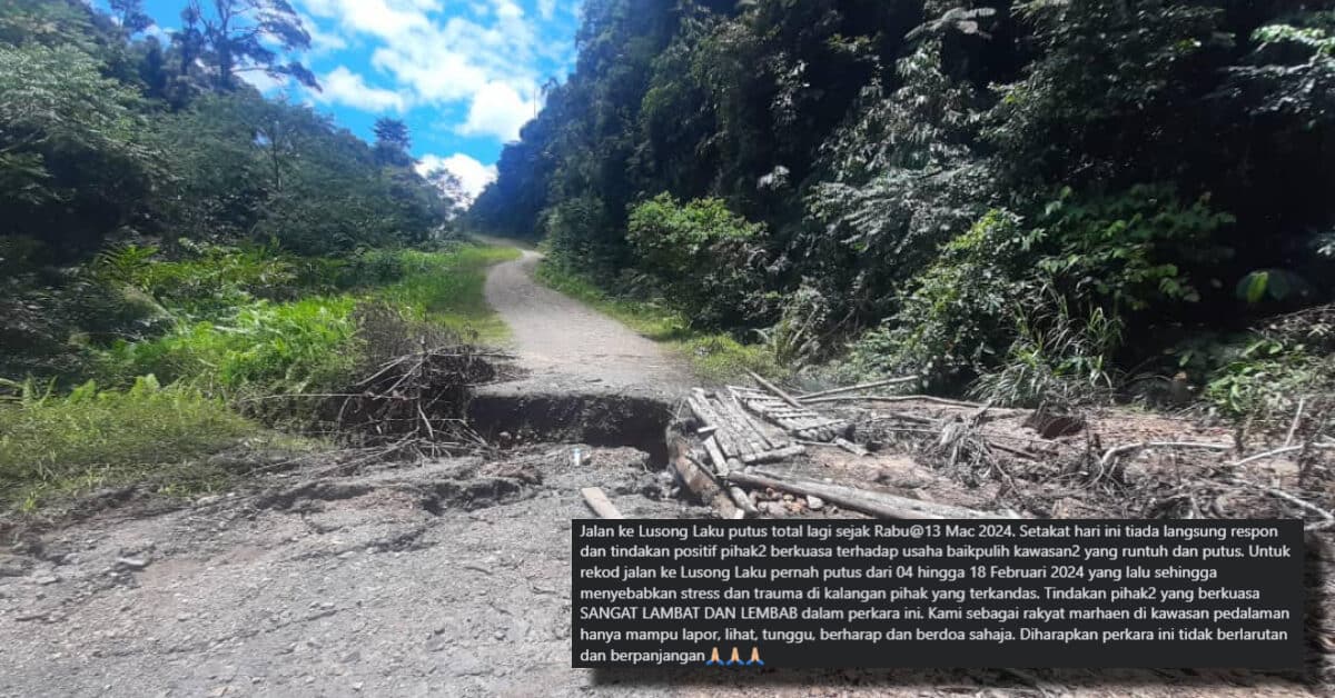 Satu-Satunya Jalan Masuk Ke Lutong Putus Sepenuhnya, Penduduk Desak Mohon Bantuan