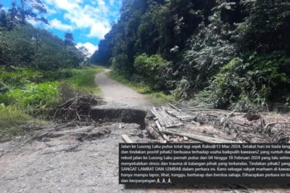 Satu-Satunya Jalan Masuk Ke Lutong Putus Sepenuhnya, Penduduk Desak Mohon Bantuan