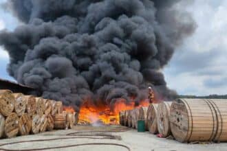 Gudang Simpan Kabel SESB Seluas Satu Ekar Di Menggatal Terbakar