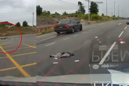 Padah Langgar Lampu Merah Di Stakan, Penunggang Motosikal Dirempuh Sampai Melayang