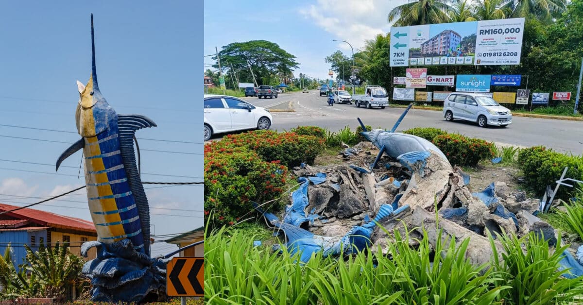 Replika Ikan Todak Di Tuaran Runtuh Dilanggar, Pihak Bertanggungjawab Diminta Hadir Buat Laporan