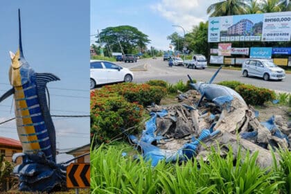 Replika Ikan Todak Di Tuaran Runtuh Dilanggar, Pihak Bertanggungjawab Diminta Hadir Buat Laporan
